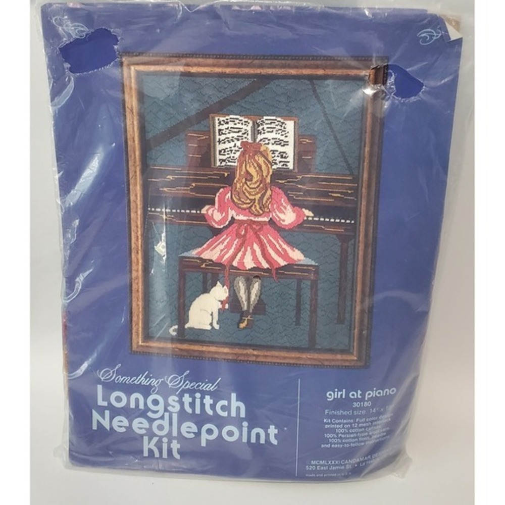Candamar Something Special Longstitch Needlepoint Kit 14x18 Girl at Piano NOS